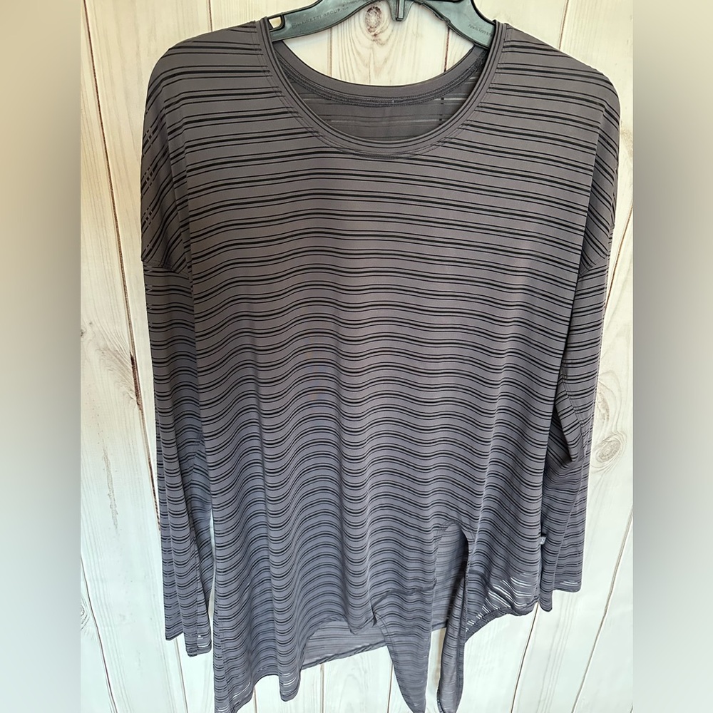 Lululemon Tie Your Practice Long Sleeve Stripe Moonwalk asymmetrical shirt